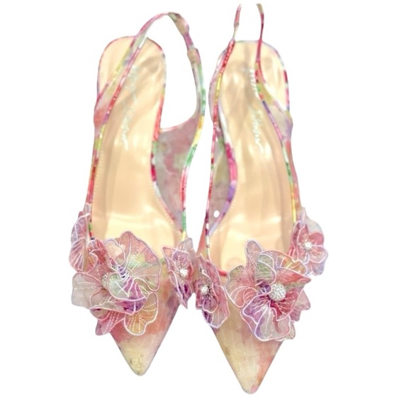 Betsey Johnson Women's PETRA Floral Slingback Heels - Pink Size 9.5 NEW - Picture 1 of 14